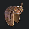 Steampunk Vintage Leather Hat Featuring Metal Goggles Straps And Brass Accents