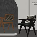 Modern Dining Chairs With Wooden Frame Green Upholstery And Woven Backrest In Minimalist Interior