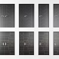 Modern Black Hinged Doors With Various Geometric Patterns And Gold Accents 3d model