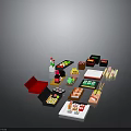 Traditional Japanese Food Dishes Including Sushi Served in Decorative Boxes With Chopsticks