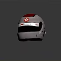 Detailed Sculpture Carving of White Red Race Helmet with Brand Logos and Autograph