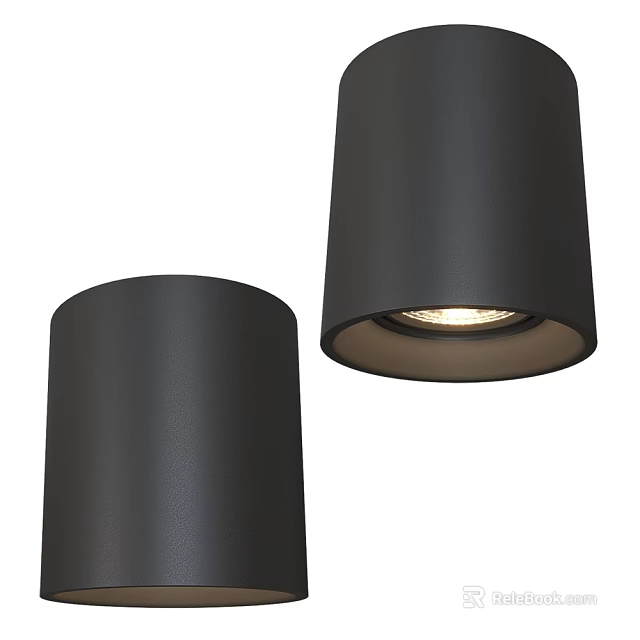 Black Modern Downlights and Spotlights With Sleek Cylindrical Design And LED Lighting 3d model 