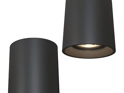 Black Modern Downlights and Spotlights With Sleek Cylindrical Design And LED Lighting 3d model