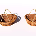 Two Handmade Wicker Storage Baskets with Sturdy Handles for Home Organization