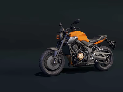 Orange Modern Motorcycle With Black Seat Chrome Engine And Stylish Design 3d model