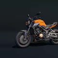 Orange Modern Motorcycle With Black Seat Chrome Engine And Stylish Design