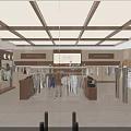 Modern Clothing Store Interior Design With Wooden Ceiling And Hanging Clothes Racks