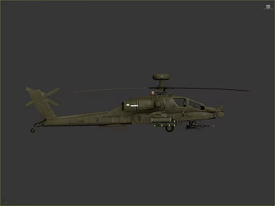Military Olive Green Attack Helicopter Featuring Main Rotor Radar And Weapon System 3d model