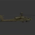 Military Olive Green Attack Helicopter Featuring Main Rotor Radar And Weapon System