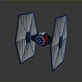 TIE Fighter Spacecraft Model With Black Red Design And Symmetric Wings