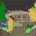 Cartoon Scene Of Eco Friendly House With Solar Panels Windmill Blue Car And Green Trees