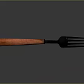 Elegant Cutlery Set With Red Wooden Handle And Black Metal Tines Design