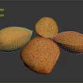 Five Fresh Orange Speckled Almonds Placed on Black Reflective Surface