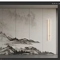 New Chinese Style Background Wall Panel Soft Bag Hard Bag 3d model
