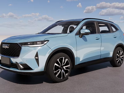 Light Blue SUV With Sleek Body Design And Modern Alloy Wheels Front Grille 3d model