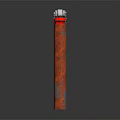Orange Rustic Lighter With Silver Metal Top Red Button And Textured Surface