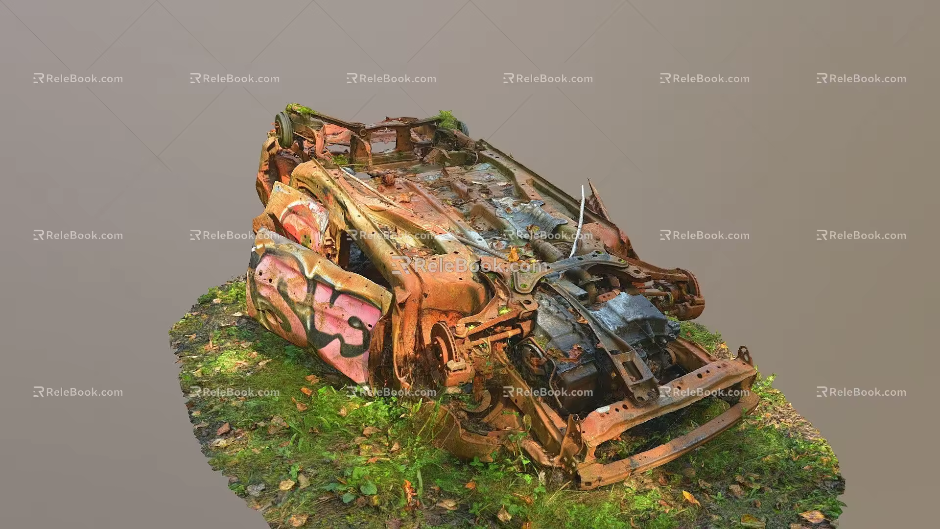 The wreck of a burned-out car 3d model