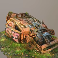 The wreck of a burned-out car 3d model