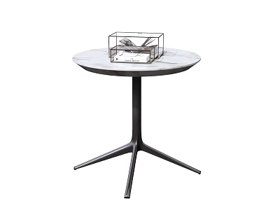 Round Marble Coffee Table With Metal Tripod Base And Minimalist Design 3d model