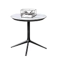 Round Marble Coffee Table With Metal Tripod Base And Minimalist Design