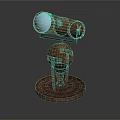 Vintage Telescope Mounted On Globe Stand With Wooden Base And Metal Frame