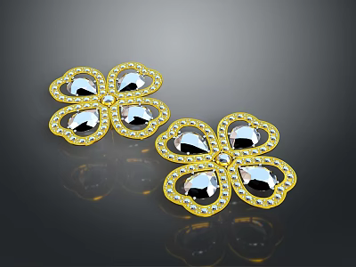 Butterfly Shaped Gold Earrings Adorned With Sparkling Diamonds And Intricate Design 3d model