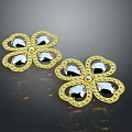 Butterfly Shaped Gold Earrings Adorned With Sparkling Diamonds And Intricate Design