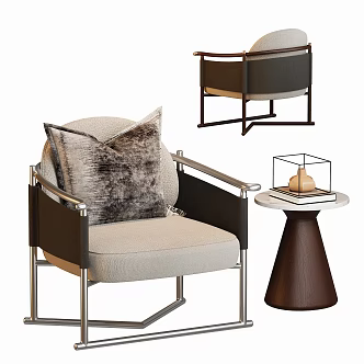 Modern Chinese Style Leisure Chair Sofa Chair Side 3d model