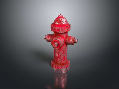 Red Fire Hydrant Equipment With Weathered Metal Surface And Classic Design 3d model