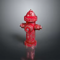 Red Fire Hydrant Equipment With Weathered Metal Surface And Classic Design 3d model