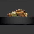 Freshly Made Layered Sandwiches With Vegetables Sauce And Lime Garnish On Dark Plate