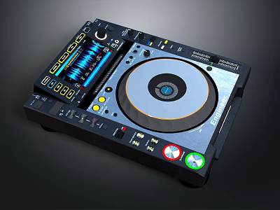 Professional DJ Mixer Featuring Turntable Digital Display Control Buttons And Knobs 3d model