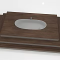 Modern Bathroom Interior Featuring Oval White Bathtub On Wooden Step Platform 3d model