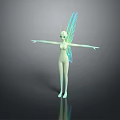 Pale Fairy Character With Glowing Blue Wings And Outstretched Arms In Game Movie