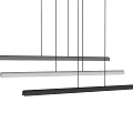 Modern Linear Pendant Lights In Silver And Black Slim Metal Design