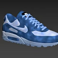 Blue And White Nike Style Athletic Sneakers With Light Blue Laces And Air Cushion Sole