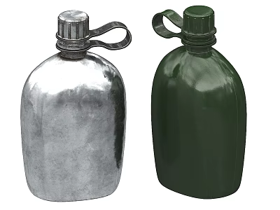 Two Silver And Green Ceramic Vessels With Handle Design For Outdoor Use 3d model