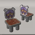 Cute Kids Chair With Purple Haired Girl Cartoon Design And Star Patterns On Seat