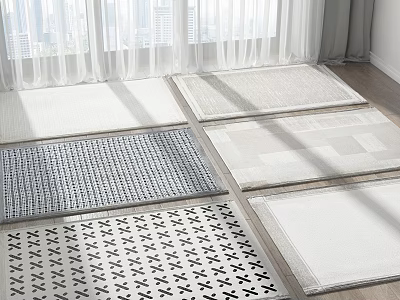 Square Rugs With Various Geometric Patterns And Textured Designs In Neutral Tones For Indoor Spaces 3d model