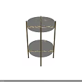 Modern Transparent Glass Side Table With Golden Metal Frame And Two Tier Design