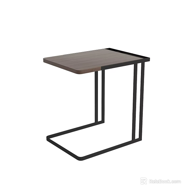 Modern Minimalist Coffee Table With Wooden Top And Black Metal Frame 3d model 