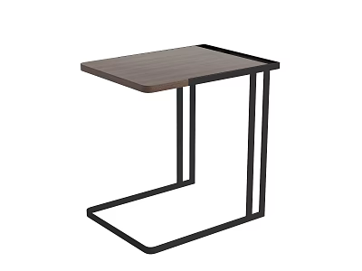 Modern Minimalist Coffee Table With Wooden Top And Black Metal Frame 3d model