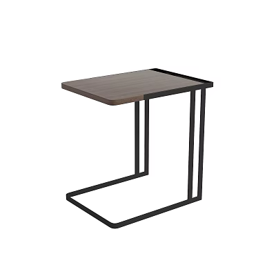 Modern Minimalist Coffee Table With Wooden Top And Black Metal Frame 3d model