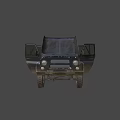 Old Off-Road Vehicle With Open Hood And Doors Rusty Stains And Large Tires