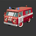 Red and White Toy Ambulance with Blue Emergency Lights and Number 2