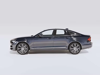 Dark Blue Luxury Sedan Side View With Sleek Body And Large Alloy Wheels 3d model