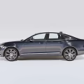 Dark Blue Luxury Sedan Side View With Sleek Body And Large Alloy Wheels