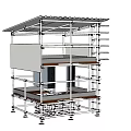 Outdoor Multi Level Shade Canopy With White Frame And Seating Area