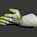 Game Movie Character Mechanical Arm White Design Yellow Nails Red Palm Circle Blue Joint Lines