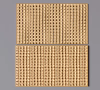 Warm Beige Textured Wooden Wall Panels Showcasing Two Distinct Patterned Designs 3d model